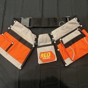 Red Toolbox Canvas Adjustable Tool Belt Pouch Belt One Size 24”-36" Waist #350